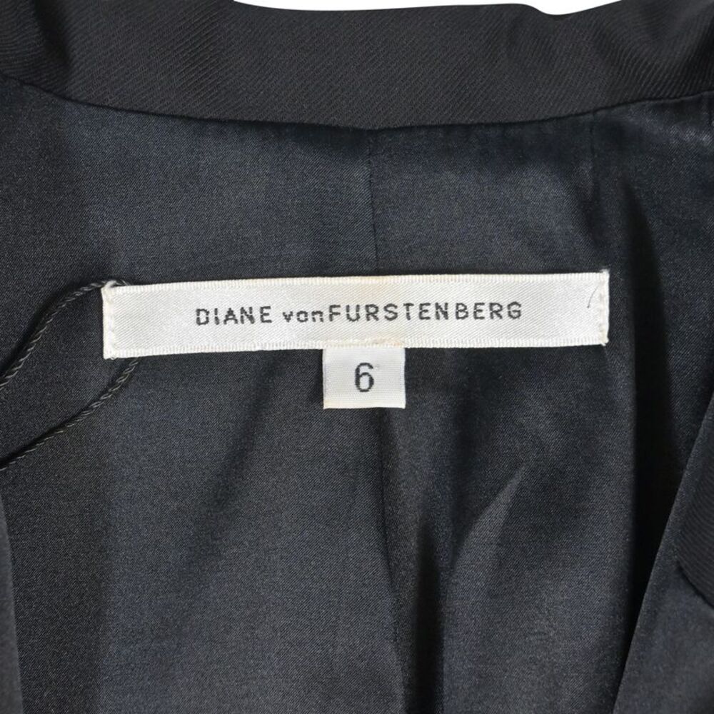 Diane Von Furstenberg Satin Tie Front Blazer in Black Wool - Picture 5 of 5